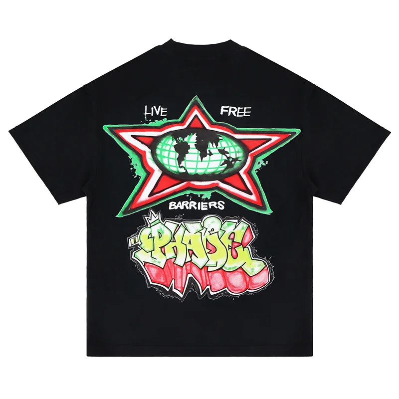 Summer New Chaopai Boxer Letter Print T-shirt Men Woman 1:1 Best Quality Loose Versatile Vintage O-Neck Tops Tee Street King Limited