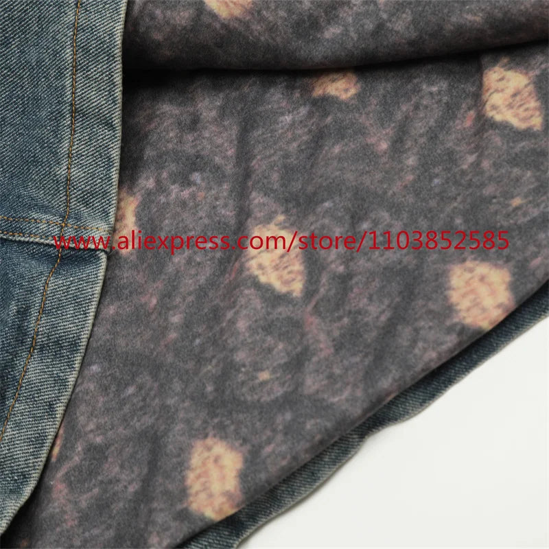 vintage mens long sleeved denim jacket high street oversized washed bone embedding tops clothing autumn winter 2024 heavyweight unique jeans style 1338
