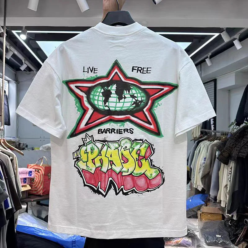 Summer New Chaopai Boxer Letter Print T-shirt Men Woman 1:1 Best Quality Loose Versatile Vintage O-Neck Tops Tee Street King Limited