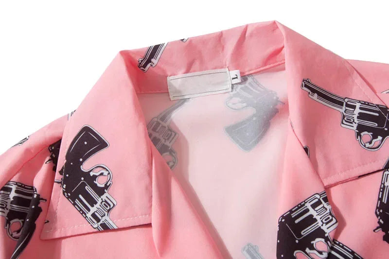 Dark Icon Printed Turn-down Collar Street Men's Shirt 2019 Summer Vintage Hip Hop Shirt Streetwear Shirts for Men Street King Limited