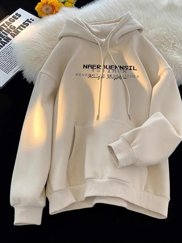 Autumn High Street Letter Printed Hooded Sweatshirt Men Casual Loose Vintage American Style Hoodies Y2K Aesthetic Fashion Hoodie Street King Limited