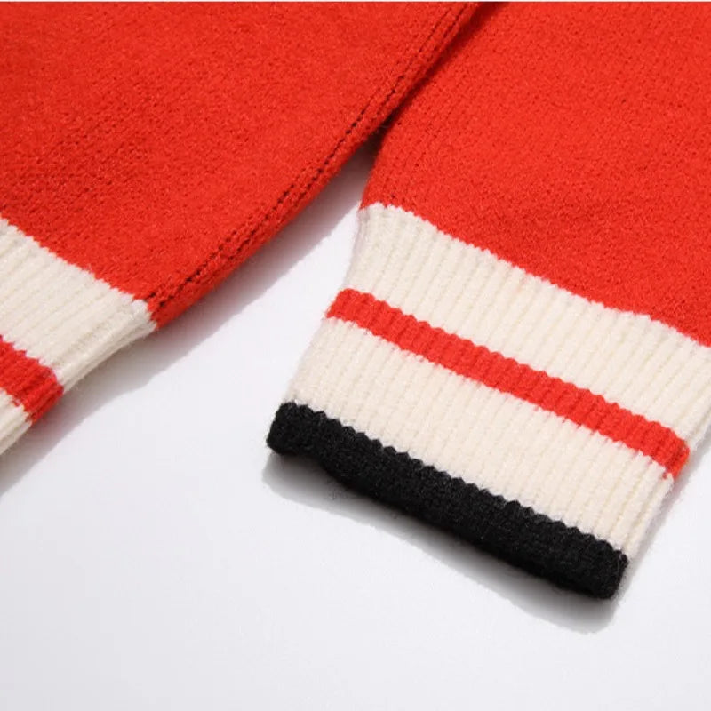 Hip Hop Knitted Sweater Mens Autumn Winter O-neck Skulls Pullover Streetwear Casual Warm Loose Sweaters Unisex Jumpers Knitwear Street King Limited