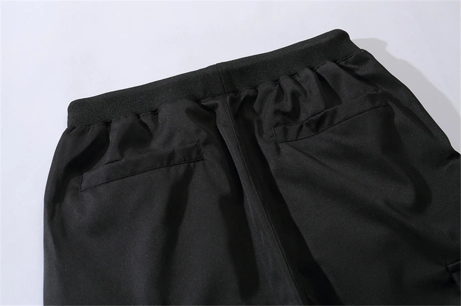 US Size Streetwear Sweatpants Men Jogger Ribbon Pocket Elastic Waist 2022 Fashion Hip Hop Mens Joggers Cargo Black Pants HZ155 Street King Limited