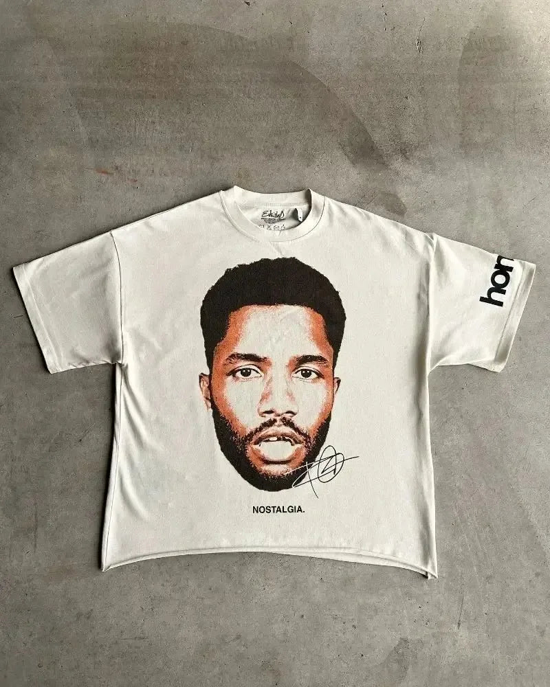 y2k Trendy Gothic Portrait Printed Letters Oversized T-shirt Men's Fashion Casual Loose Versatile Round Neck Short-Sleeved Top Street King Limited