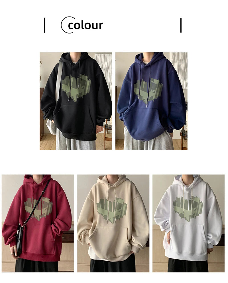 Autumn New Love Graphic Print Hoody Sweatshirts Man Hip Hop Oversized Streetwear Pullover Hoodies Y2K Vintage Casual Clothes Street King Limited