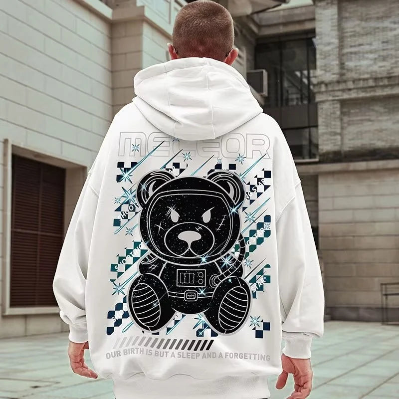 Meteor Bear Graphic Hoodies Oversized Men's Streetwear Hooded Sweatshirt Male Harajuku Fashion Pullover Hoodie y2k Clothes Street King Limited