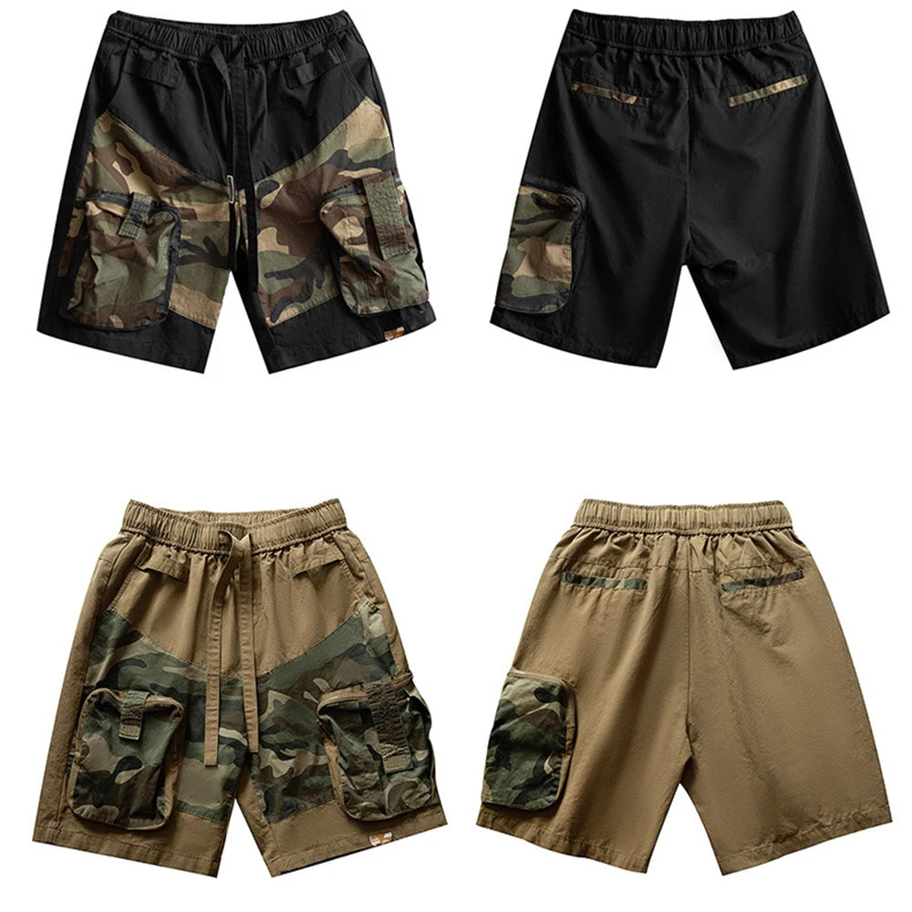 y2k shorts summer american street multi pocket camouflage workwear mens shorts trendy casual five quarter pants mens clothing unique shorts style 444