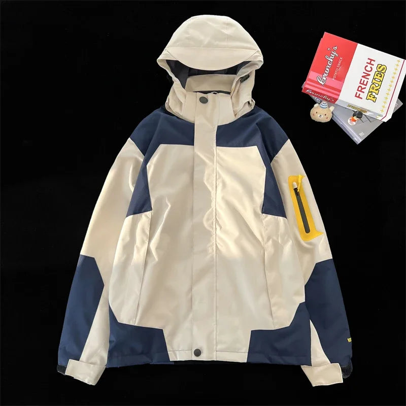 new colorblock pocket zip up hooded outdoor jackets for men fashion waterproof casual bomber jacket y2k motorcycle veste homme unique default style 122