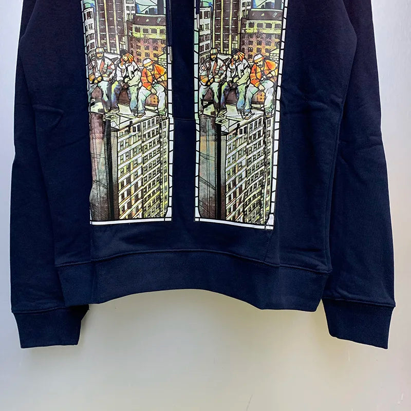 New WHO DECIDES WAR Hoodies Men Woman Deep Blue Oversized Vintage Eagle Printing Trend Hip Hop Hooded Hoodies Street King Limited