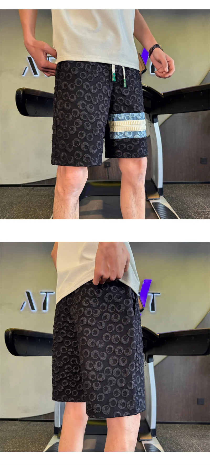 summer foam print shorts men y2k streetwear pleated baggy bermudas para hombre hip hop fashion vintage casual short pants unique shorts style 3339