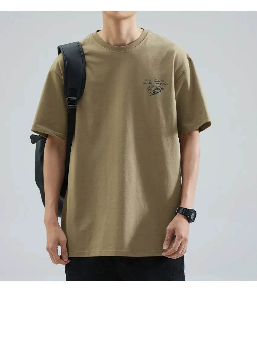 Summer Korean Pure Cotton Round Neck Short-sleeved T-shirt Men's Trendy Y2K Personalized Street Ins Casual Half-sleeved Top Street King Limited