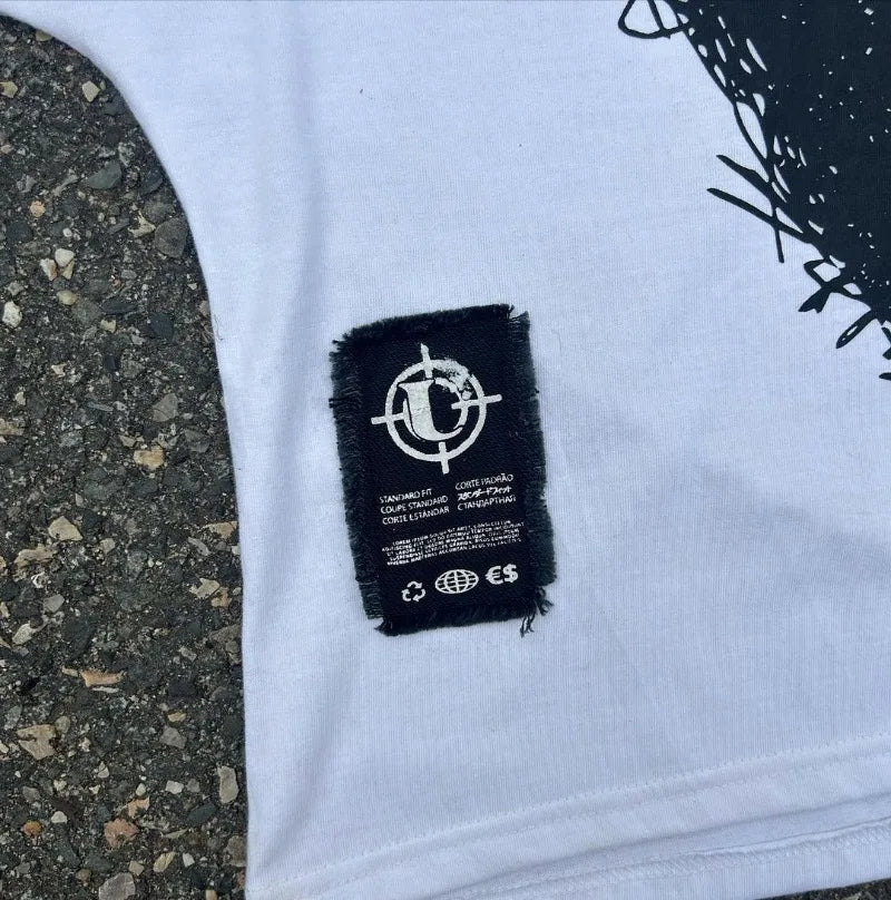 Summer Gothic Trendy Brand Rock Hip-hop New T-shirt Men Y2k American Street Retro Anime Print Oversized Short-sleeved Tops Women Street King Limited
