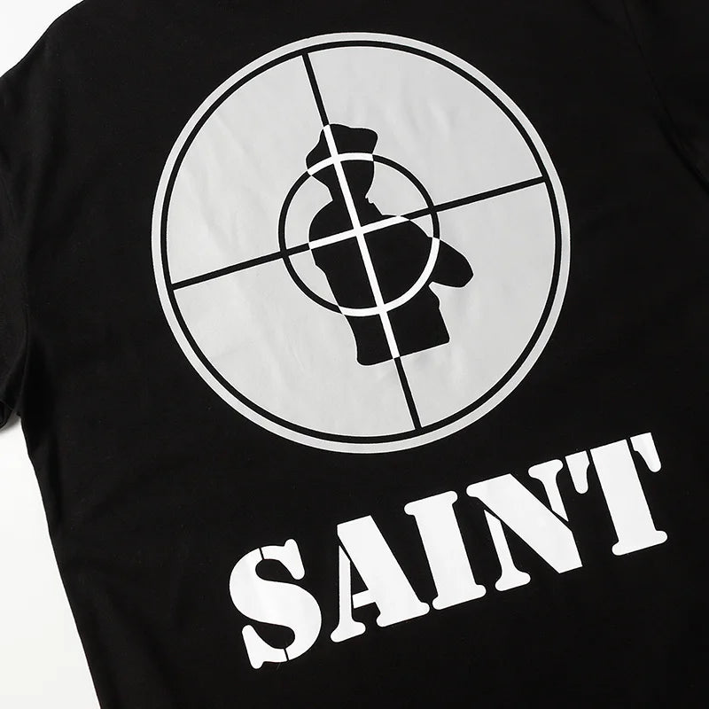 Saint T-shirt Summer Men Woman High Quality Street Hip Hop Chaopai Lovers Loose Casual O-Neck Wash Top Tees Street King Limited