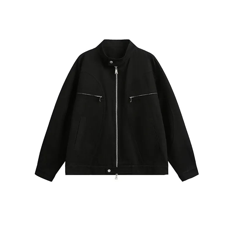 spring autumn fashion motorcycle jacket men stand collar loose casual korean streetwear vintage cargo jackets coat outerwear unique cargo style 200