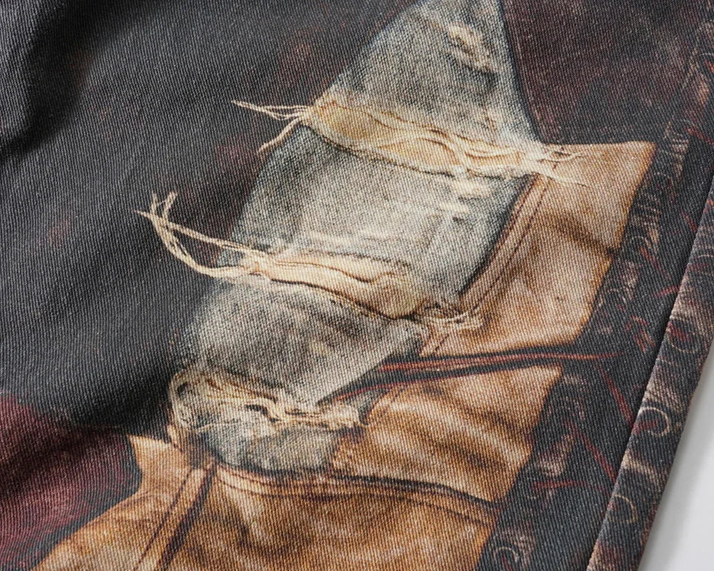 New Autumn Frayed Patchwork Baggy Jeans Pants for Men and Women Straight Ripped Casual Denim Trousers Oversized Loose Cargos Street King Limited