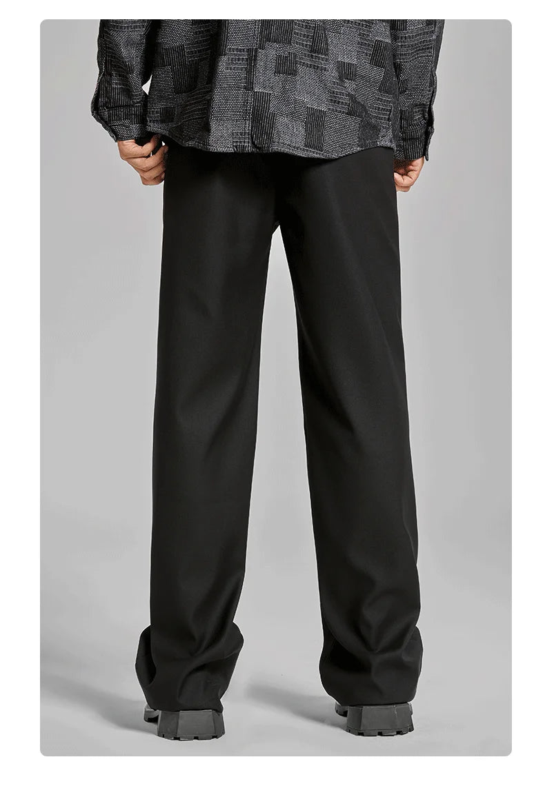 extended length edition men streetwear fashion hip hop vibe straight black pant casual business suit long pants trousers unique default style 1636