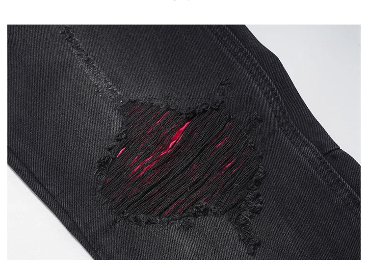 knee ripped patchwork jeans for men hip hop skinny biker taped jean trouser slim fit black denim pants fashion streetwear jogger unique joggers style 2018