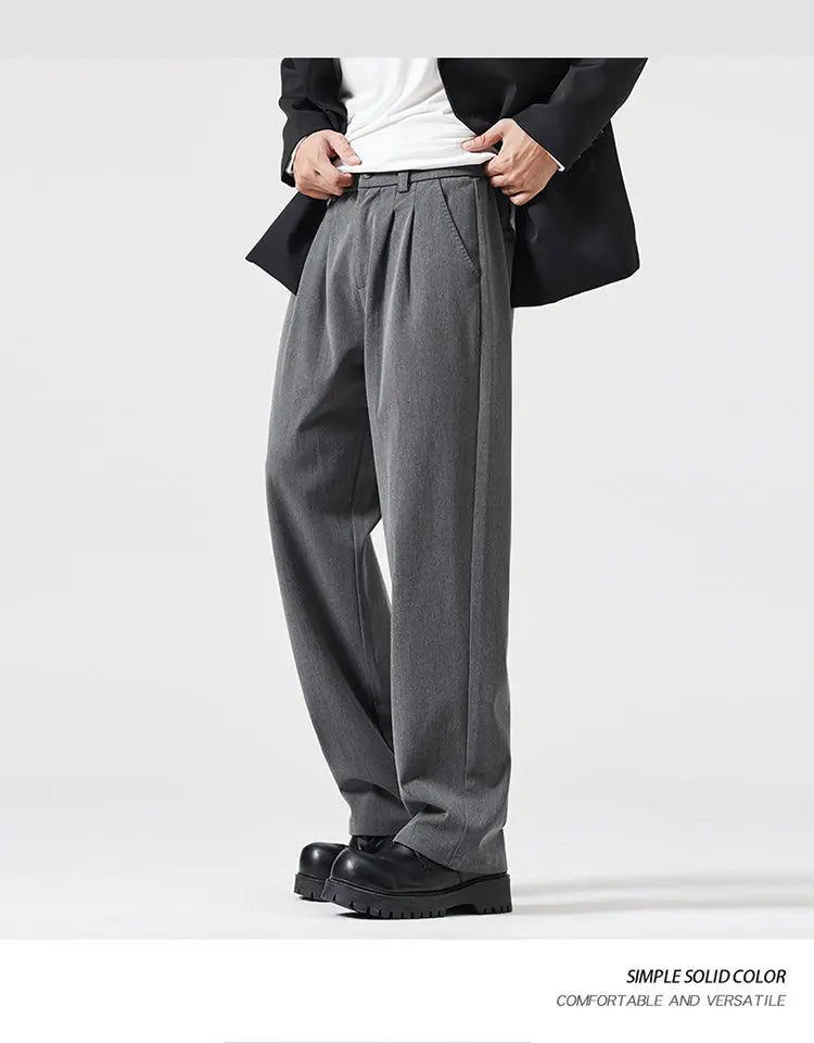suit pant men korean streetwear fashion loose casual plus size straight suit pant office man commuter pants trousers unique default style 2100