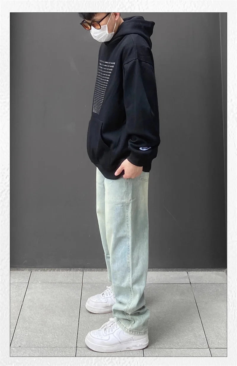 Oversized Flame Graphic Hoodie for Men