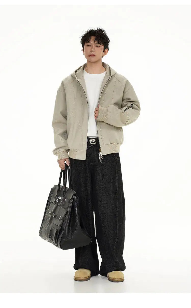 spring autumn hood bomber jacket men streetwear fashion loose casual hooded short cargo jacket cityboy coat outerwear unique cargo style 240