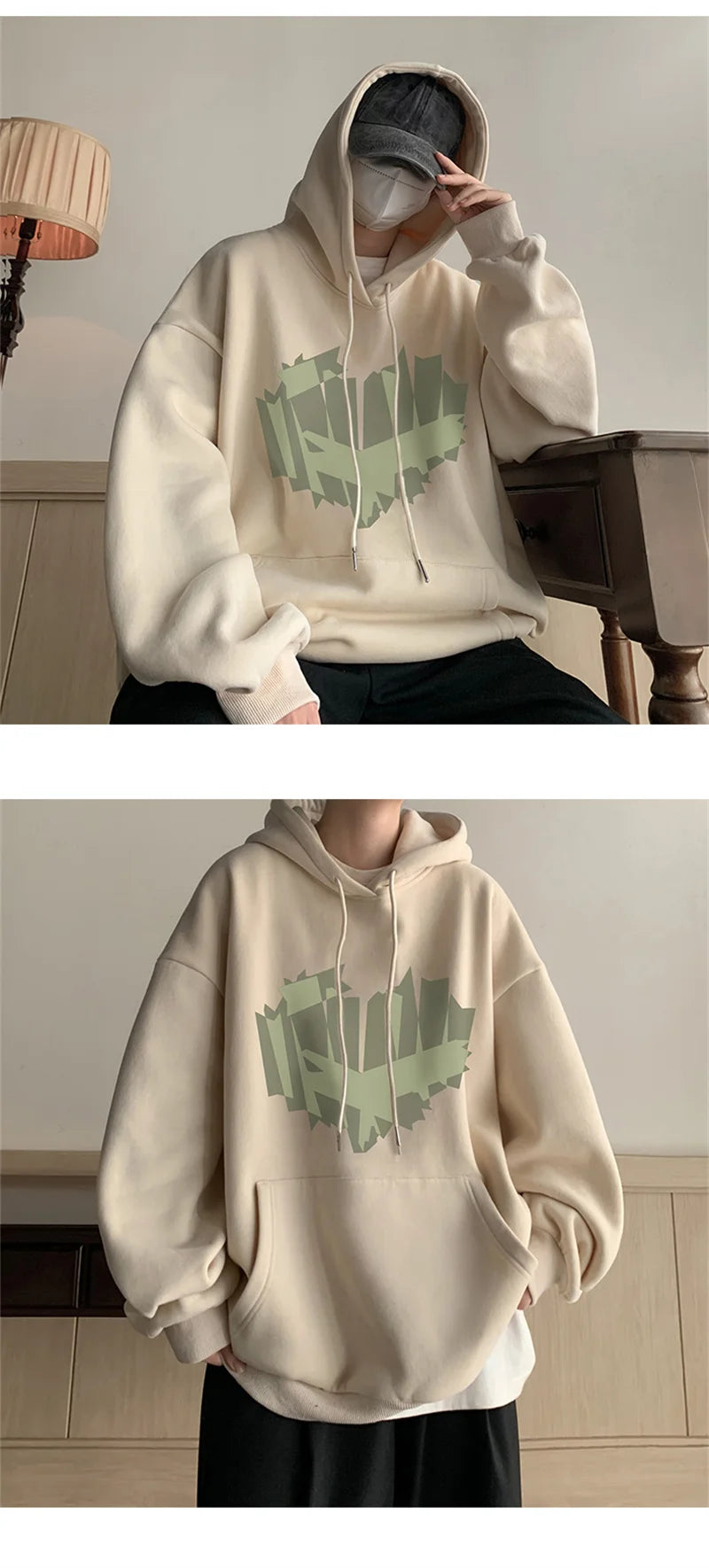 Autumn New Love Graphic Print Hoody Sweatshirts Man Hip Hop Oversized Streetwear Pullover Hoodies Y2K Vintage Casual Clothes Street King Limited