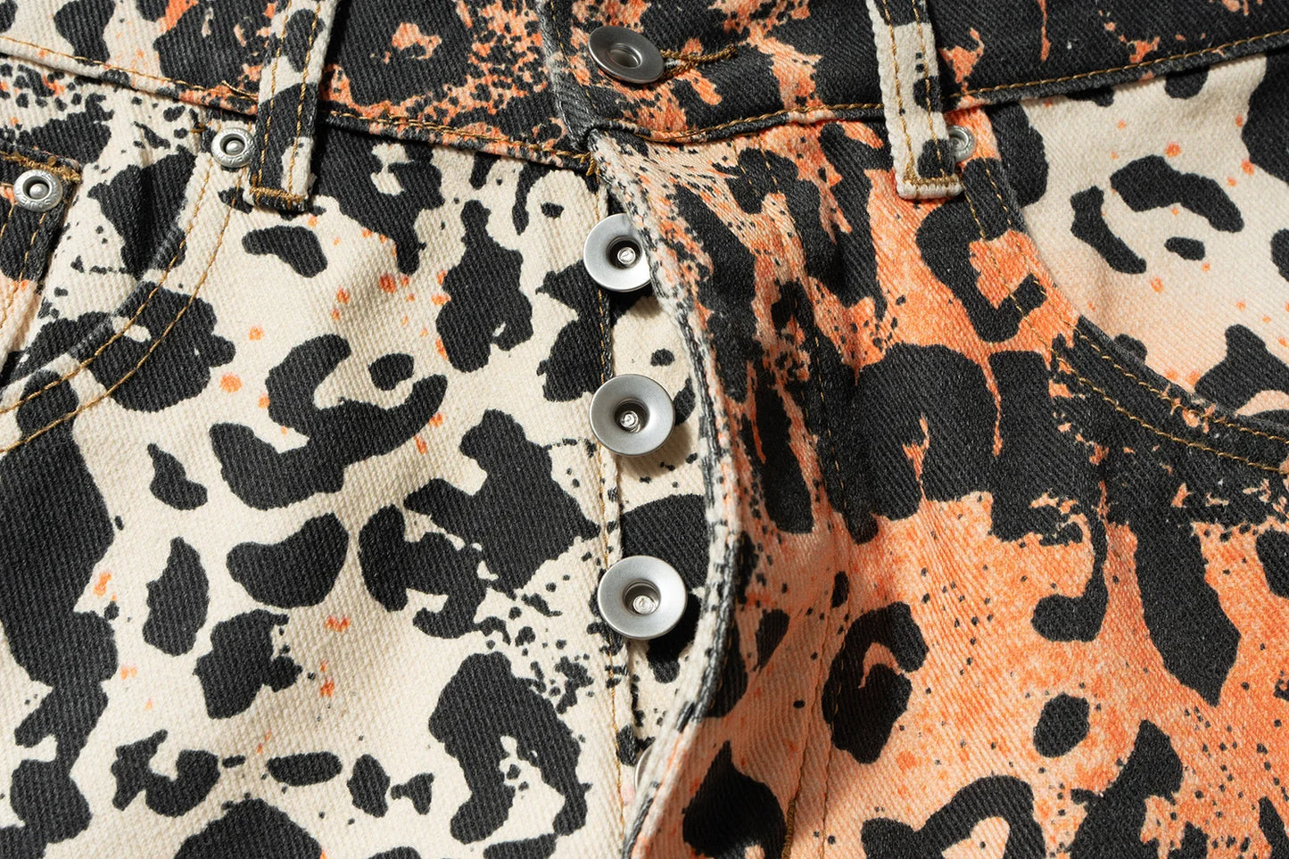 Vintage Leopard Patchwork Straight Baggy Jeans Pants Mens Streetwear Pockets Casual Unisex Denim Trousers Loose Cargo Pants Street King Limited