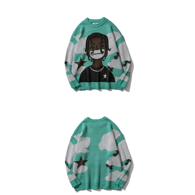 Traf-2024 Women's Sweater zssiibo Official Website Autumn New y2k Anime Cartoon Pattern Hoodie Women's Clothing Sales Street King Limited