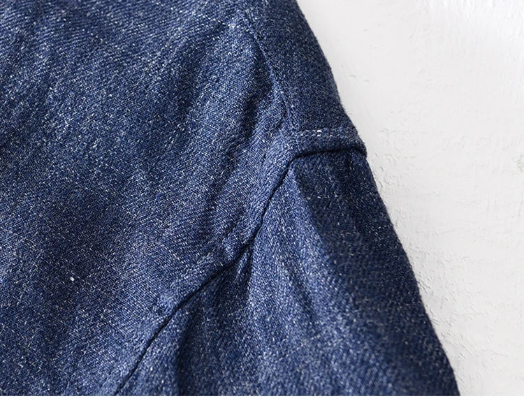 Vintage Linen Shirt Men Spring Autumn New Khaki Lapel Loose Long Sleeve Shirt Retro Casual Solid Breathable Cardigan Top Tees Street King Limited