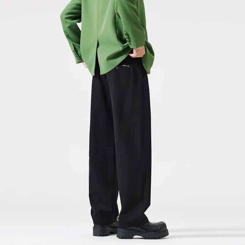 suit pant men korean streetwear fashion loose casual plus size straight suit pant office man commuter pants trousers relaxed fit trousers