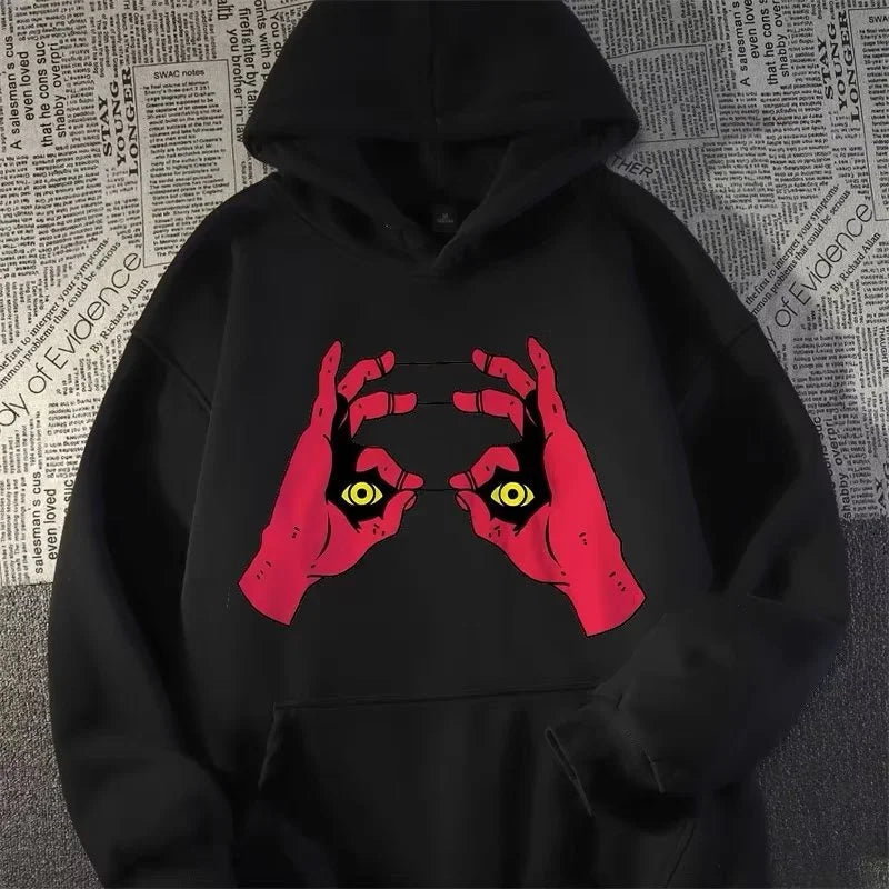 Funny Anime Graphic Printed Hoodies For Men Hip Hop Fashion Hoody Sweatshirts Loose Fleece Y2K Streetwear Hoodie Tracksuit Street King Limited
