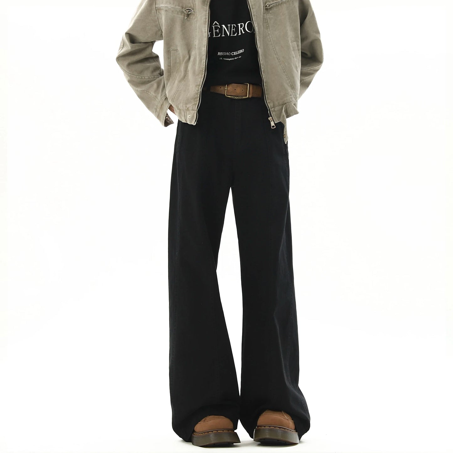 american style vintage wide leg cargo pants mens baggy fashion high street overalls coffee streetwear male mopping trousers combat utility trousers