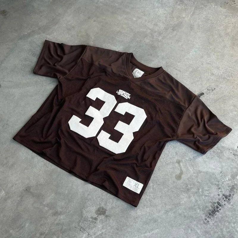 Trendy Ins Couple Sportswear Mesh Quick Oversize Pink 33 Jersey College Street Style T-shirt for Women Drying Football Y2k Tops Street King Limited