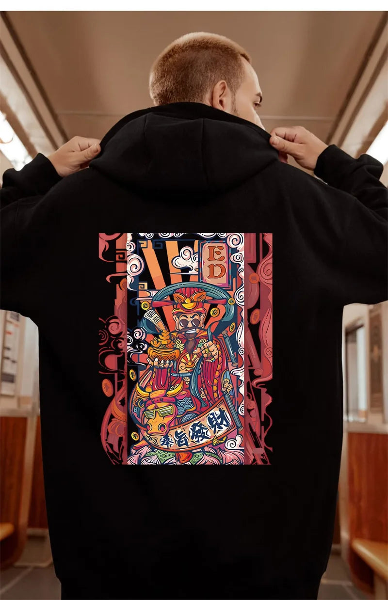 Men's Funny The God Of Wealth Graphic Hoodies 2025 Autumn Hip Hop Print Sweatshirts Hombre Y2K Streetwear Pullovers Hoodie Street King Limited