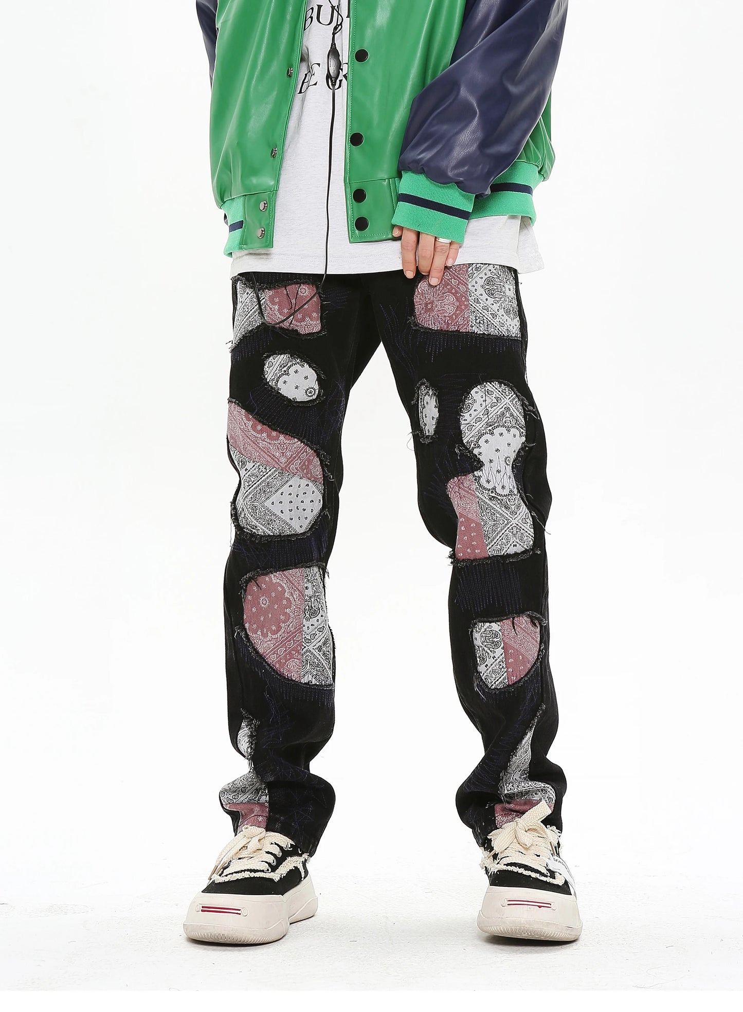 patchwork harajuku denim jeans mens zipper jeans hip hop fashion streetwear new casual straight joggers pants jeans for men unique joggers style 1452