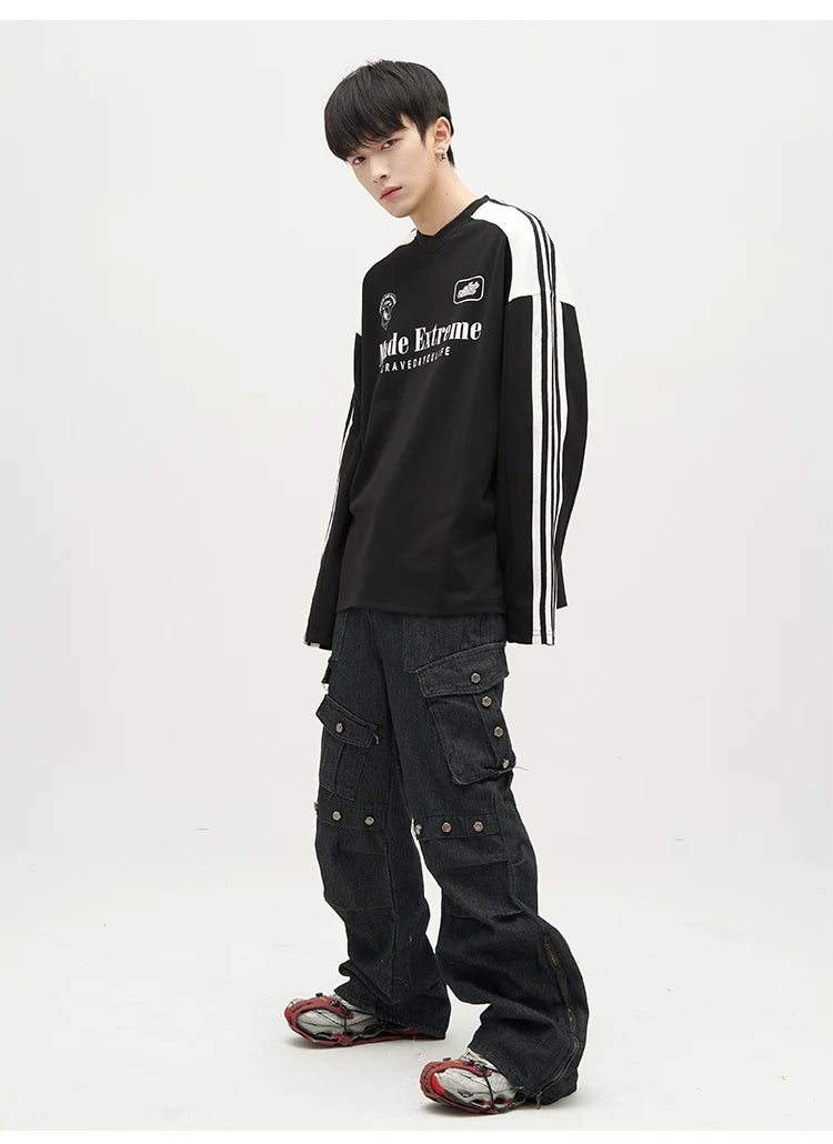 punk rivet denim jeans pants mens 2023 harajuku streetwear bottom zipper cotton casual oversize joggers straight pants trousers unique joggers style 3459