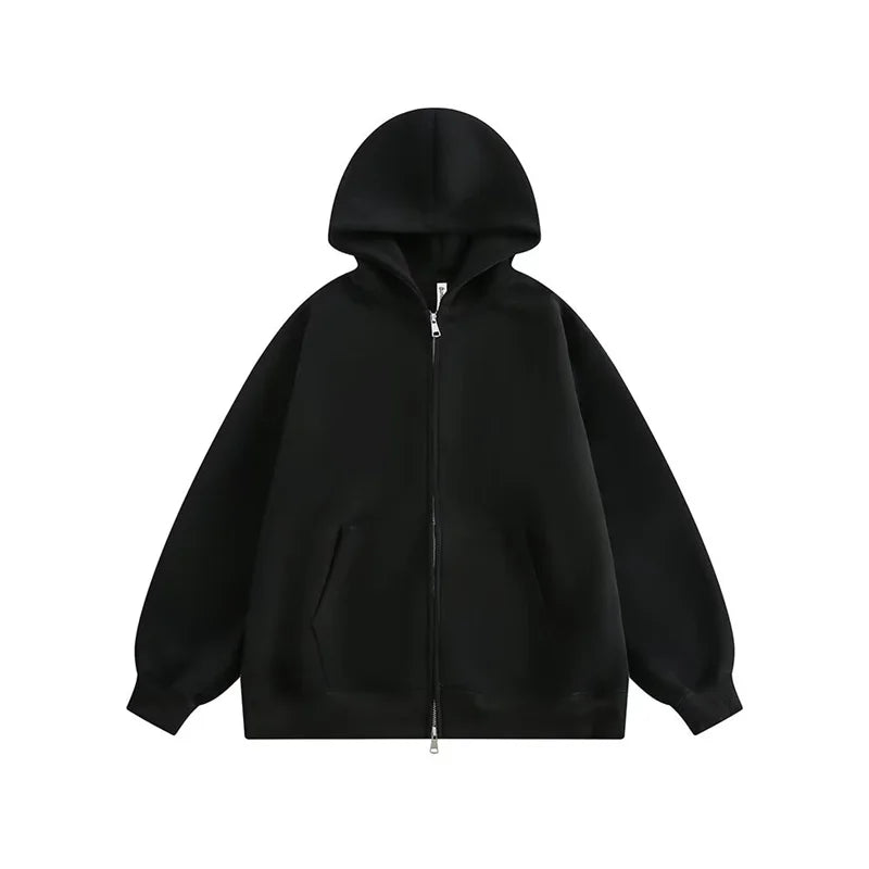 winter mens fleece zipper hooded sweatshirts 2025 new classic solid color oversized hoodies y2k streetwear outerwear tracksuit unique default style 22