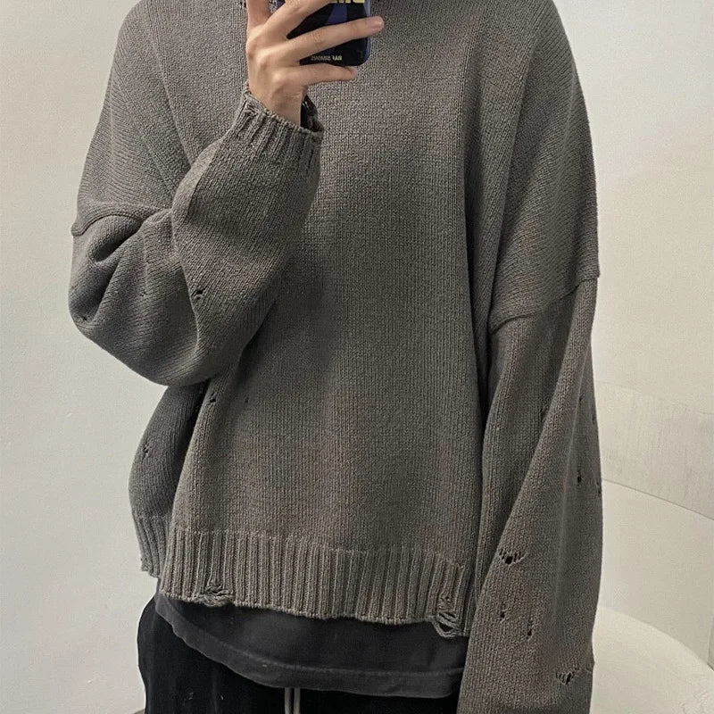 New 2023 Men Luxury Under my car Holes gentleman Classic Cotton Knit Casual Sweaters pullover Asian Size High Drake #49 Street King Limited