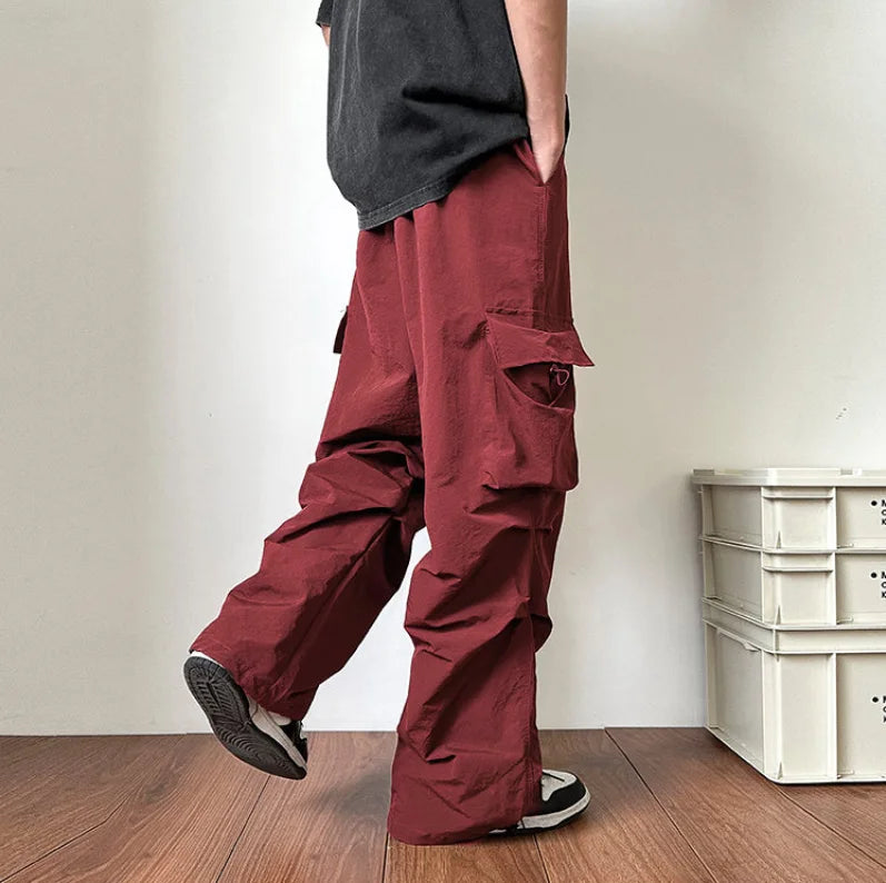 Summer Thin Pants Men Fashion Pocket Cargo Pants Men Japanese Streetwear Hip-hop Loose Straight Pants Mens Oversized Trousers Street King Limited