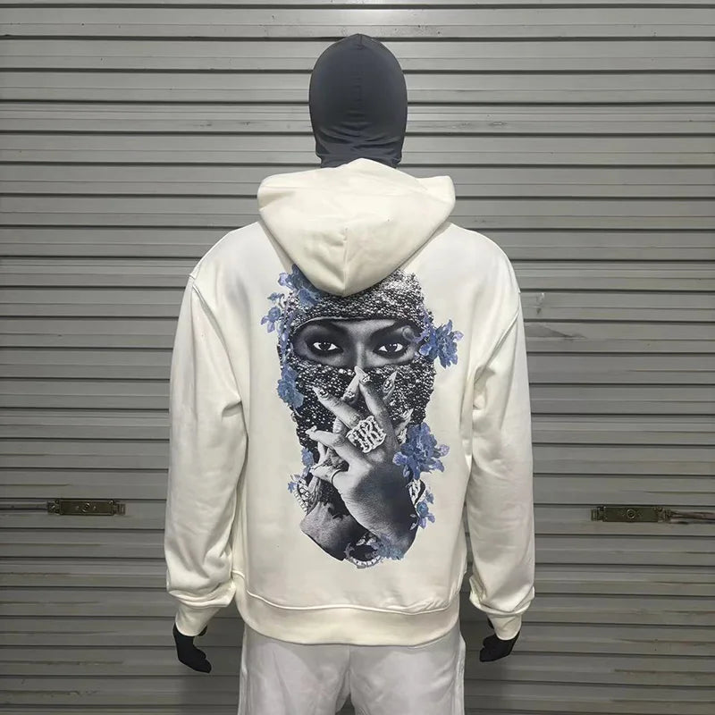 Black Rice White IH NOM UH NIT Hoodies Roses Masked Men Printing Loose Casual Lovers Men Woman Pullover Sweatshirts Street King Limited