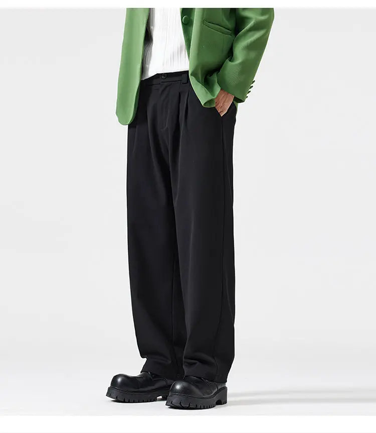 suit pant men korean streetwear fashion loose casual plus size straight suit pant office man commuter pants trousers unique default style 2105