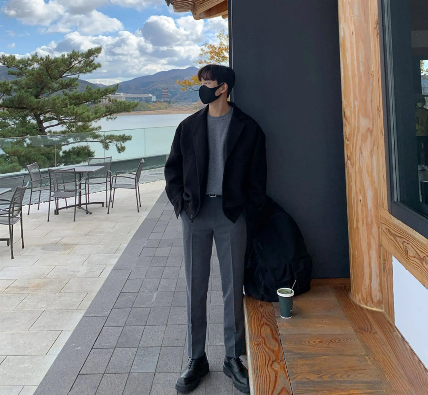 2024 loose casual mens solid color jacket fashion daily commuting windproof short woolen coat thickened warm unique shorts style 321