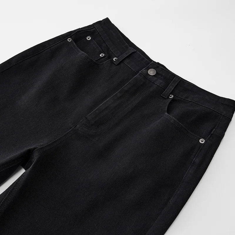 men black elastic denim micro flared jeans pants streetwear fashion cleanfit hip hop punk slim fit jeans y2k pants trouser urban skinny jeans