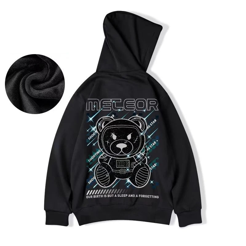 Meteor Bear Graphic Hoodies Oversized Men's Streetwear Hooded Sweatshirt Male Harajuku Fashion Pullover Hoodie y2k Clothes Street King Limited