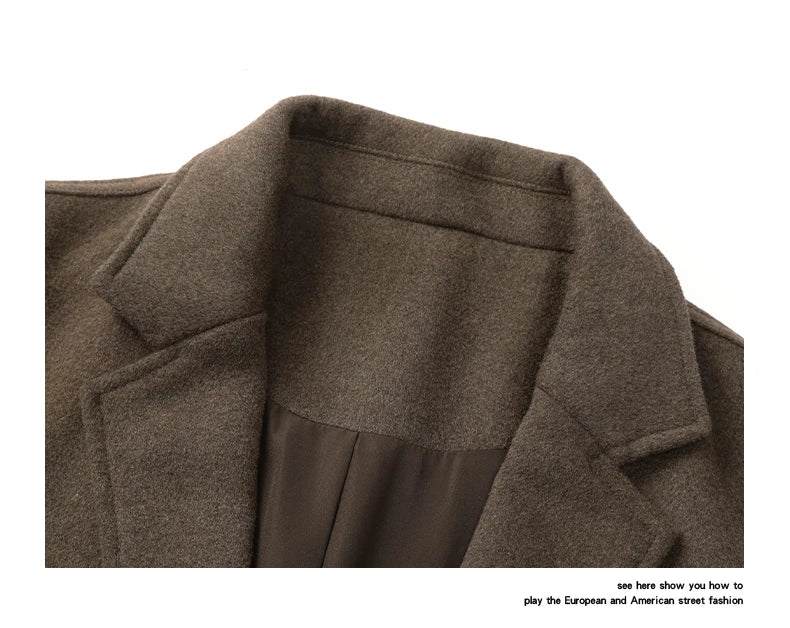 autumn winter men business casual fashion retro woolen thick blazer jacket korean streetwear plus size suit coat outerwear unique default style 1347