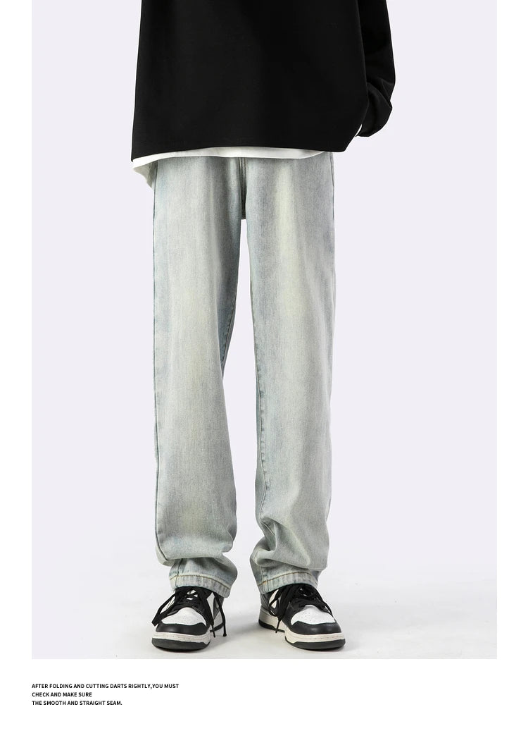 fashion loose streetwear denim basic pants unisex casual zipper jean pant hip hop trousers joggers men straight jeans traf homme relaxed fit joggers