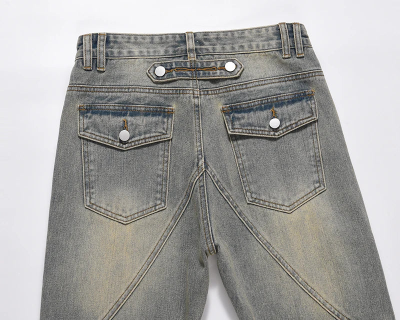 hip hip streetwear denim straight pants mens harajuku retro washed cotton casual zipper joggers jeans trousers pants jean men unique joggers style 1099