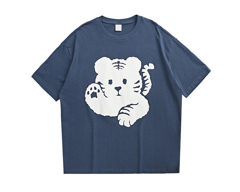 Rainbowtouches 2022 Mens T Shirts Men Tiger Print T Shirt Vintage Unisex High Street Couples Oversized Cute Pattern Men T Shirts Street King Limited