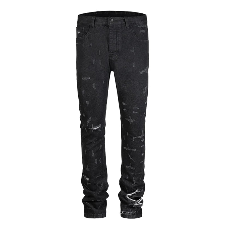 harajuku scratched ripped holes denim jeans mens zipper jeans hip hop fashion streetwear new casual straight joggers jean pants unique joggers style 1632