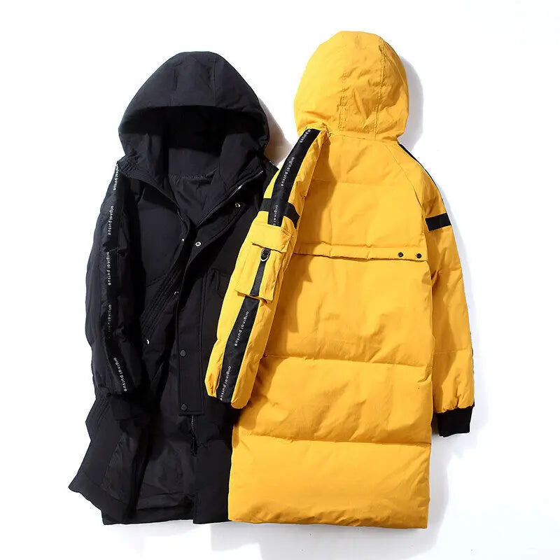 2023 New Winter Men Parka Big Pockets Casual Jacket Hooded Solid Color 2 colors Thicken And Warm hooded Outwear Coat Size 3XL Street King Limited