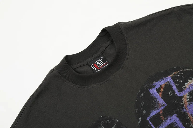 Saint T-shirts New Vintage Wash Letter Printing Chaopai High Street Men Woman Loose Casual Short Sleeve Top Tee Street King Limited